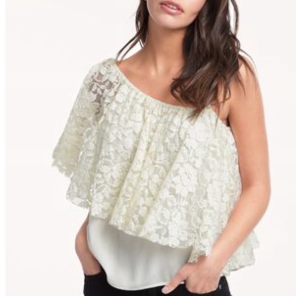 Ella Moss Cream Lace One-Shoulder Blouse NWT